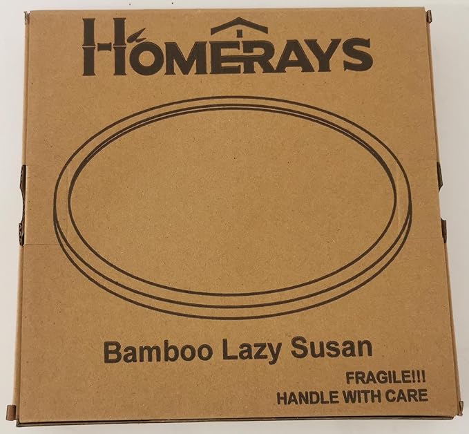 Lazy Susan Organizer Homerays 9 Inch Non-Skid Bamboo Lazy Susan for Kitchen Rotating Spice Rack for Kitchen Cabinet, Wood Turntable for Kitchen Countertop Organizer Black
