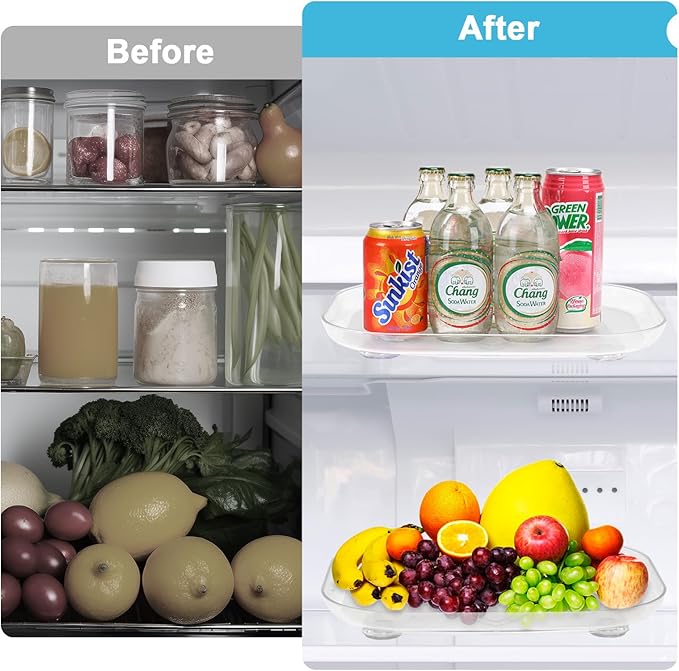 Lazy Susan Rectangle Turntable Organizer for Refrigerator,Rotating Turntable Organizer for Fridge Cabinet, Dining Table,PantryStorage, Countertop13.7 x 10.2 x 1.2 inches,Clear,1 Pack