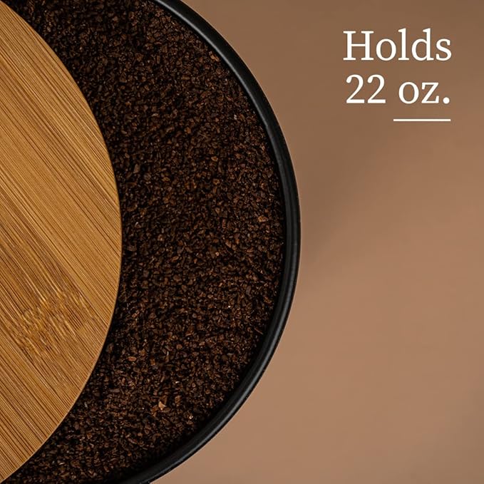 Aluminum Coffee Canister for Ground Coffee - Airtight Coffee Storage Container with Bamboo Lid (7.5 In) - Keep Your Coffee Beans Fresh - Stylish Kitchen Canister by StudioCorner