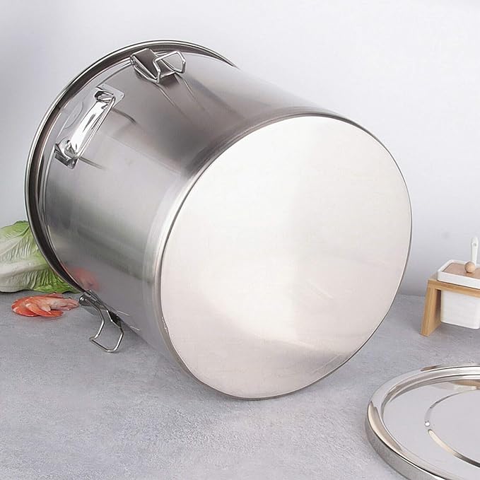Stainless Steel Airtight Canister for Kitchen, Rice Cereal Grain Canisters Container for Household Kitchen Food Bean Flour Oil Sugar Milk Cookie Storager Bucket w/Handles Lid (12L)