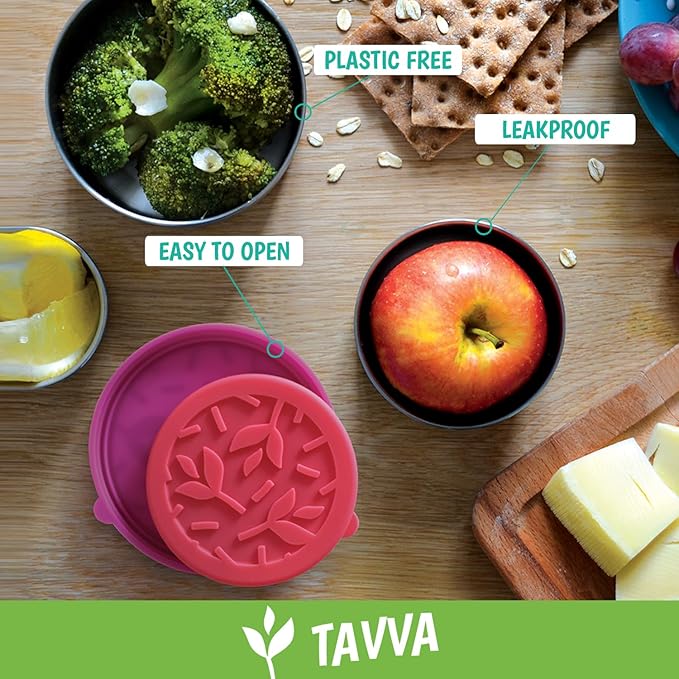2 X 12 oz Containers with Lids - Leakproof w/Silicone Lids - BPA Free - Dishwasher & Freezer Safe - Portable & Reusable - Stainless Steel Snack Containers 12oz