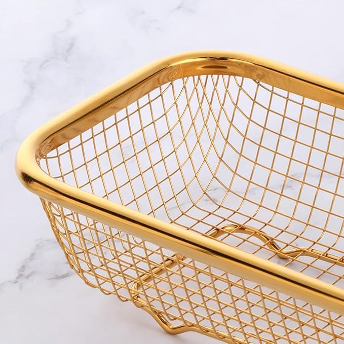 Kitchen Flatware Drawer Organizer, 2pcs Stackable Mesh Cabinet Storage Basket, Stainless Steel Kitchen Utensils Filter Drying Rack Holder for Knives, Fork, Spoon Chopsticks (Blue)