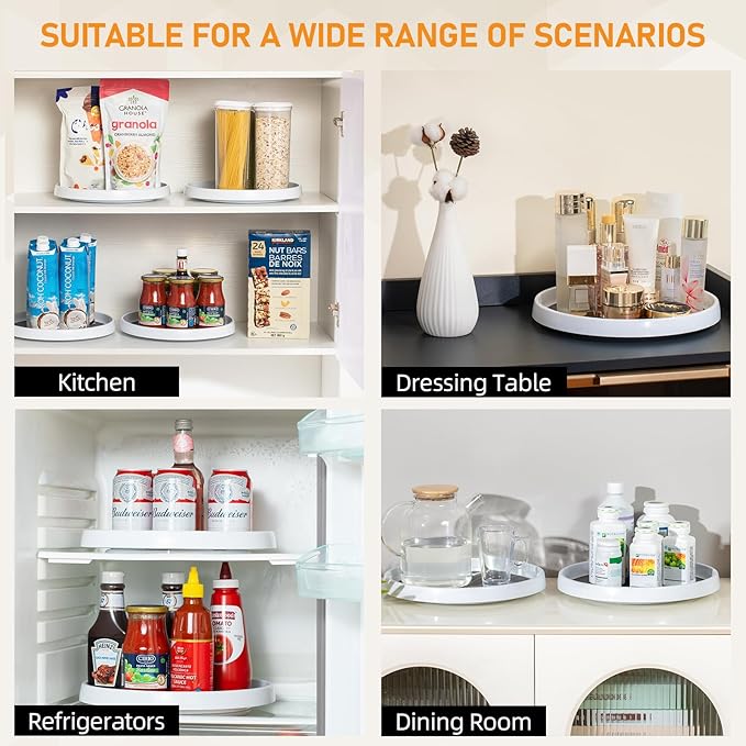 Lazy Susan Organizer, 10 Inch Silicone Non-Skid Lazy Susan Turntable for Cabinet, Fridge, Kitchen, Bathroom, Vanity, Countertop, Pantry Organization and Storage(1pcs,10inch)