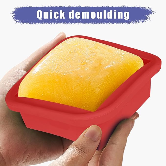 2 Cup Silicone Freezer Trays with Lid 4 Pack Silicone Soup Freezer Molds Soup Containers Make 4 Perfect Soups, Broths, Stews, Sauces, Curries(Red)