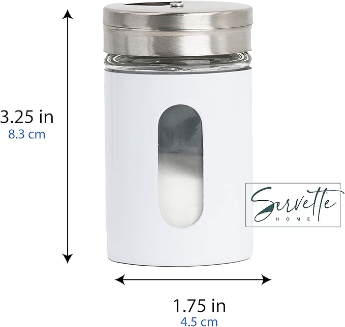 White Salt Pepper Shakers Retro Spice Jars Glass - Set of 2