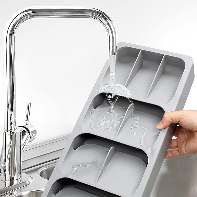 EOOXEKFX Weiliya UNRRZLCA Kitchen Drawer Organizer Tray,Drawer Organiser,Cutlery Tray,Expandable Utensil Tray for Kitchen,Compact Plastic Storage Organisation for Spoons