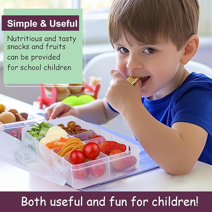 XANGNIER Snack Box Container for Kids Lunch Accessories,Divided Snackle Box Charcuterie Container,12 Compartments Reusable Food Storage Containers for School, Travel,Work,Bento Box Accessories,1 Pack