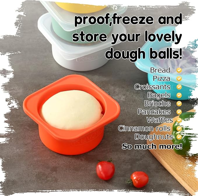 Stackable Silicone Artisan Pizza Dough Proofing Proving Containers with Lids-2/3/4/5 pack-500ml portion (Spacegrey, 5 PACK)