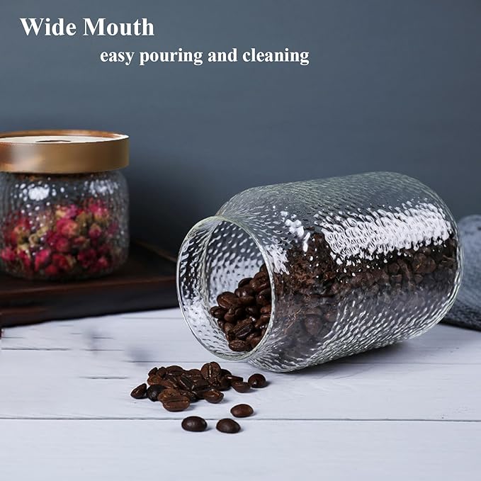 Glass Coffee Jars With Lids 51 oz Clear Jar With Wood Lid Decorative Glass Storage Jars Container Canister for Food Sugar Coffee Bean Candy Cookie 1500ml
