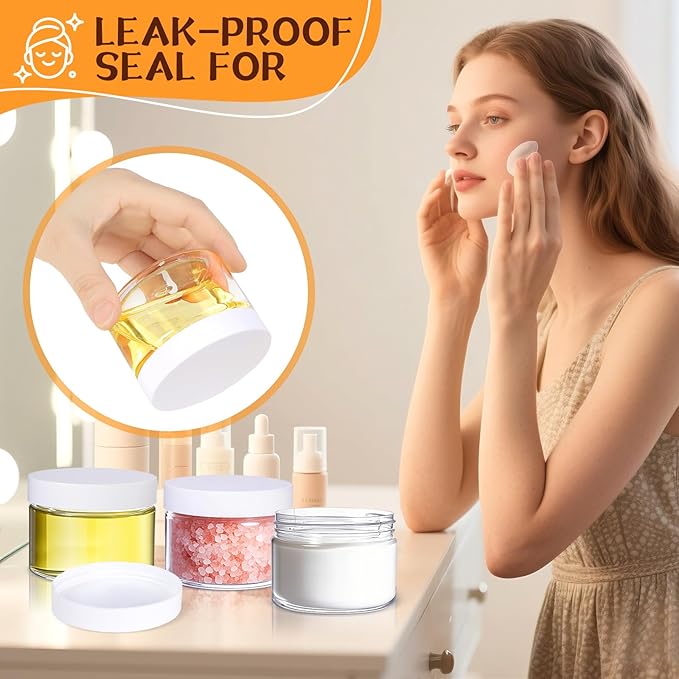 72pcs 4 oz Plastic Containers with Lids Pen Labels Leak Proof BPA Free Airtight Refillable Clear Small Containers Storage Jars for Storing Dry Food Makeup Slime Honey Jam,white
