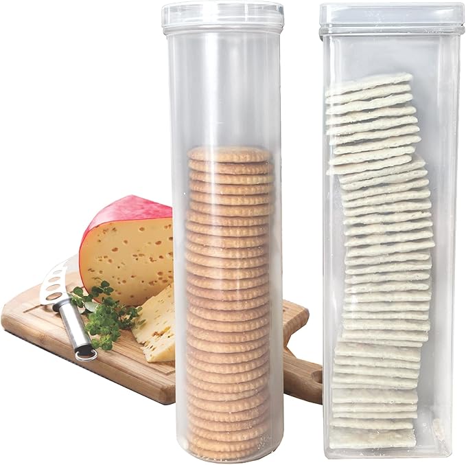 Trenton Gifts Square Airtight Cracker Sleeve Storage Container - Keep Crackers Fresh in Style - Perfect Cookie Holder for Saltine Crackers and More - Ideal Kitchen Pantry Staple Organizer