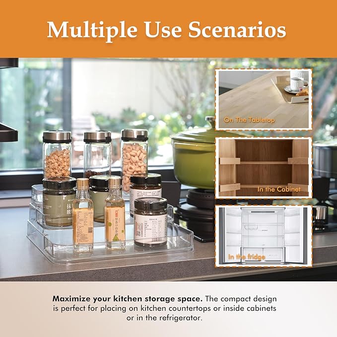 GREATLINK 3-Tier Spice Rack Organizer for Cabinet and Kitchen Countertop, Acrylic Pantry Organizers and Storage for Spice and Seasoning, Ideal for Perfume Organizer & Medicine Cabinet Organizer, 1PCS