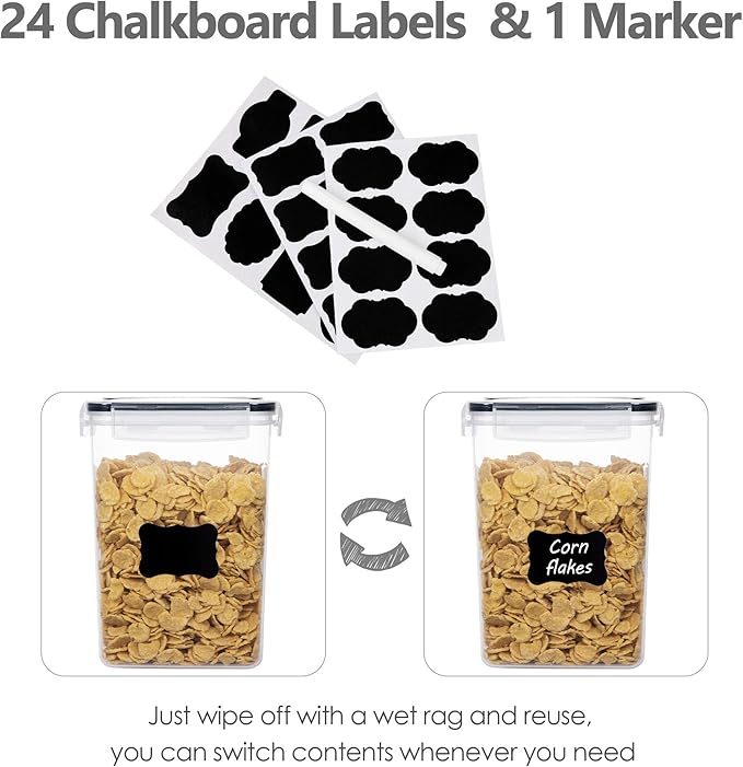 CHEFSTORY Airtight Food Storage Containers with Lids, 8 PCS Plastic Storage Canisters for Kitchen & Pantry Organization,Dry Food Canisters for Flour, Sugar and Cereal
