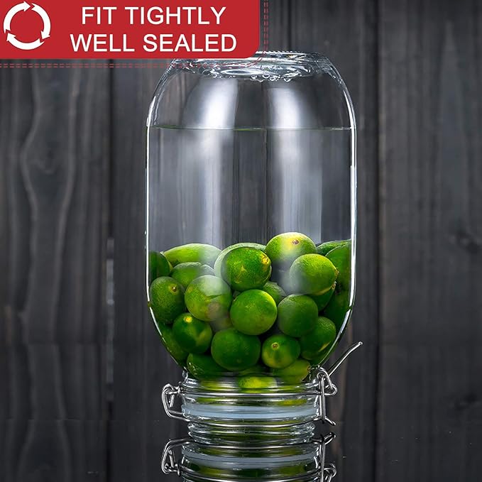 100oz/3000ml Glass Kitchen Storage Canister, Sealed Glass Jars with Lids, Airtight Glass Canister with Hinged Lid, Perfect for Kitchen Canning Cereal/Pasta/Sugar/Beans -Set of 2