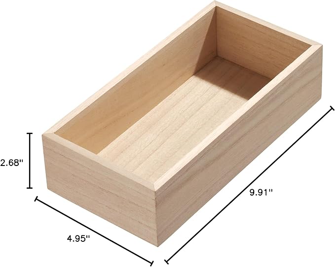iDesign Renewable Paulownia Wood Collection Drawer Organizer Bin, 5" x 10" x 2.5", Natural