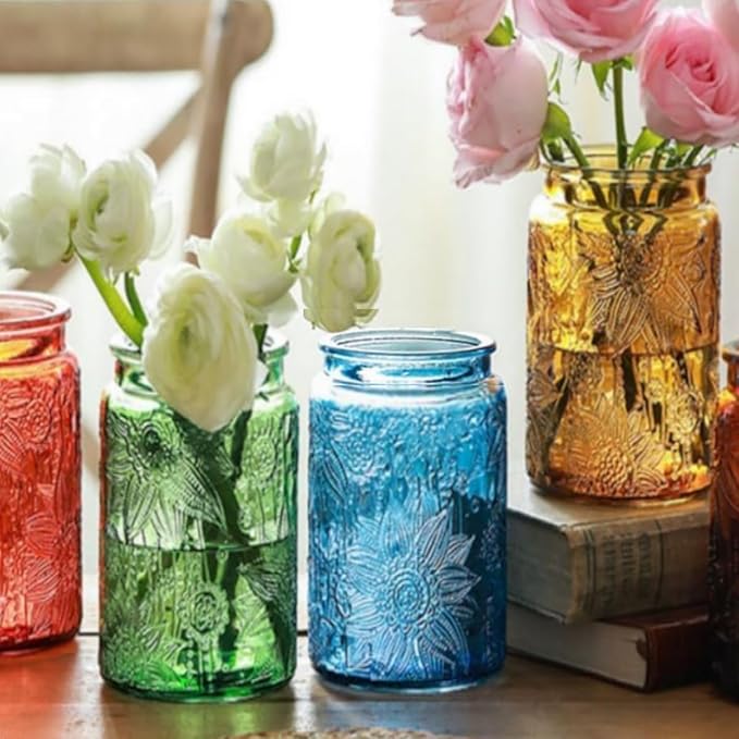 Vintage Glass Jar with Lid, 34 oz Decorative Mason Jar for Home Kitchen Storage Coffee Tea Sugar Biscuit Candy Jar (Green, 1 Pack)