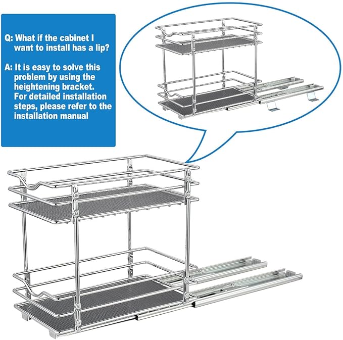 OCG 2 Tier Pull Out Spice Rack Organizer(4.9" W x 10.4" D) for Cabinet, Slide Out Seasoning Organizer Fits Spices, Sauces, Cans etc
