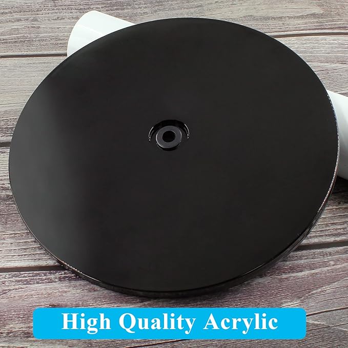 Jersvims 2Pcs 8 Inch Acrylic Turntable Platter, Black Turntable Organizer Round Rotating Plate for Kitchen Pantry Cabinet Desk Rack Spice Cake Cookie Decorating