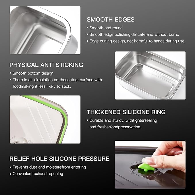 10-Piece Stainless Steel Food Storage Container Set with Airtight Lids - Durable, Eco-Friendly Kitchen Organizers for Freshness & Convenience,Pantry, Dishwasher Safe (Various Sizes)
