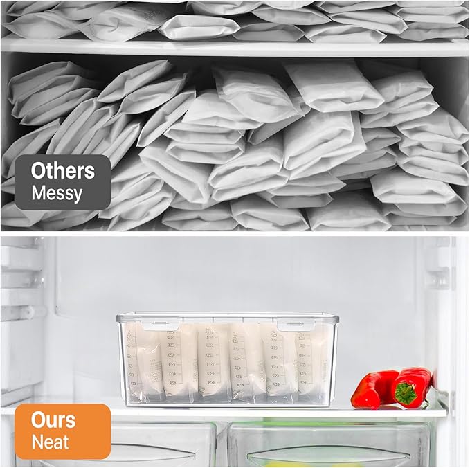 2 Pcs Storage Tower for Breastmilk Storage Bag, Resuable Plastic Milk Storage Containers for Fridge, Clear Refrigerator Organizer and Storage, Freezer Organizer Bins for Kitchen, Bath, Closet