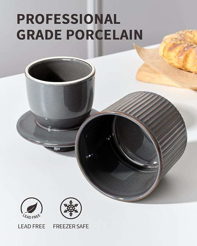 XELA Large Butter Crock with Lid for Countertop, The Original Reactive Glaze Butter Dish With Water Line, French Butter Dish for Spreadable Butter -Eggplant