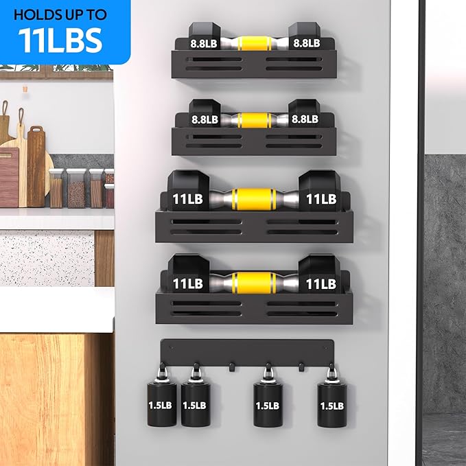 Fridge Side Organizers Magnetic Spice Racks for Refrigerator with 6-Hooks Spice shelves with Magnets for Refrigerator Side Fridge Side shelf Metal