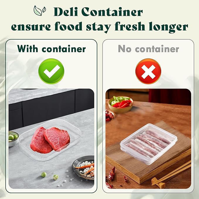Deli Meat Container for Fridge, 3 Layer Stackable Bacon Lunch Meat Organizer for Refrigerator, Cold Cuts Storage Container with Lids & Clip for Ham,Salami, Sandwich, Cheese & Lunchmeat,18.6oz