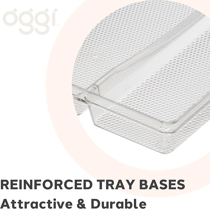 OGGI Silverware Organizer Tray, 6-Compartment, Clear