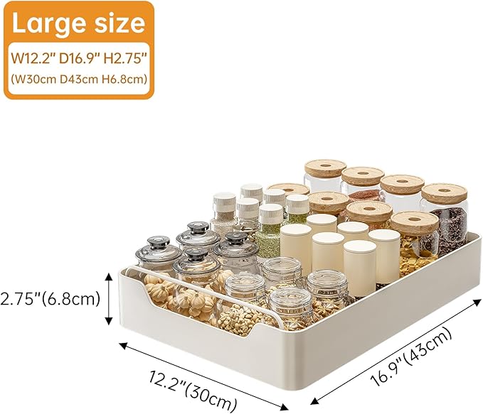 Pull Out Cabinet Organizer Fixed with Adhesive Nano Film, Heavy Duty Slide Out Pantry Shelves, Holds Cutlery, Spice Bottles, Sliding Drawer Storage Rack for Kitchen, Home (12.2'' Width)…