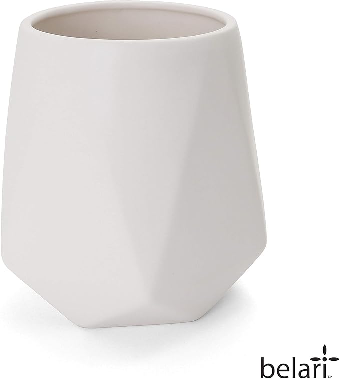 Faceted Storage Canister - Food Storage Container for Kitchen Organization - Ceramic Kitchen Storage Containers - Kitchen Canisters - Kitchen Counter Organizers and Storage (Large, White)