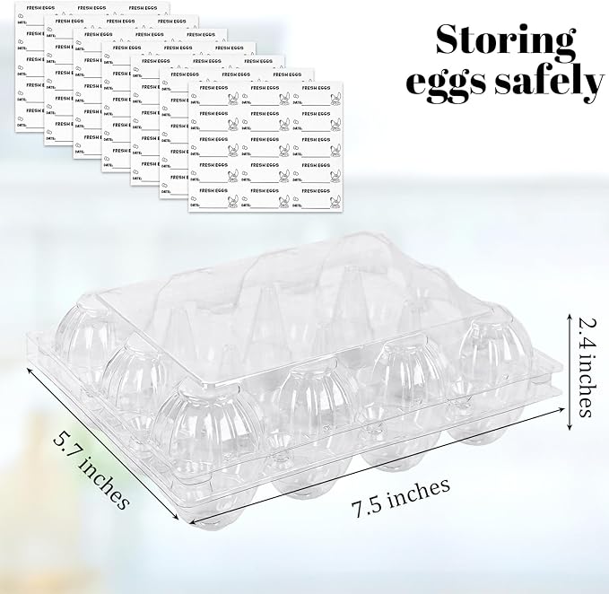 LOVEINUSA Clear Egg Cartons Bulk, 1 Dozen 12 Count Empty Egg Carton Storage Containers for Home Ranch Chicken Farm Market Display, 60 PCS