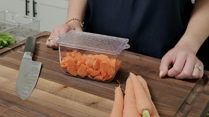 Condiment Storage Containers | Set of 2 Small Organizers with Lids for Refrigerator | Dishwasher Safe | Made in USA