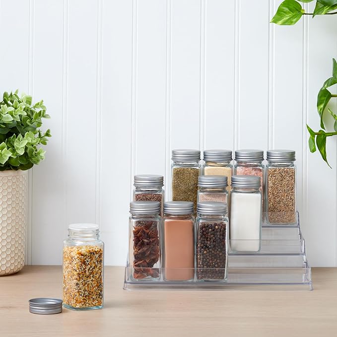 Set of 2 3-Tier Spice Rack Organizer Clear Storage Shelf for Kitchen, Bathroom, Bedroom & Office, Home Storage and Organization