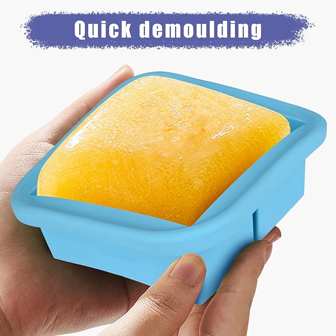 2 Cup Silicone Freezer Trays with Lid 4 Pack Silicone Freezer Molds soup freezer containers Make 4 Perfect Soups, Broths, Stews, Sauces, Curries