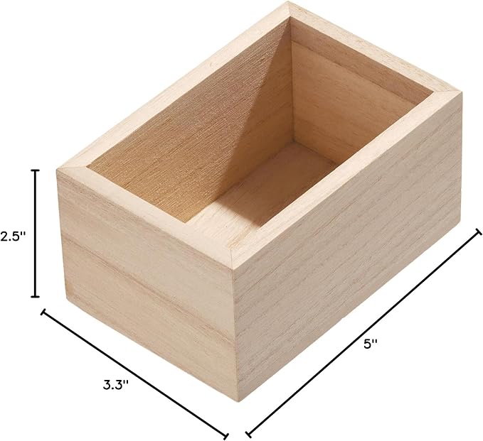 iDesign Renewable Paulownia Wood Collection Drawer Storage Organizer Bin, 3.3" x 5" x 2.5", Natural