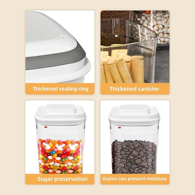 Food Storage Jars,Food Canisters with Lids Airtight- 4 Piece(0.7qt / 23oz),Airtight Food Storage Containers,Storage for Milk Powder Coffee Snack Noodles Nuts Candy