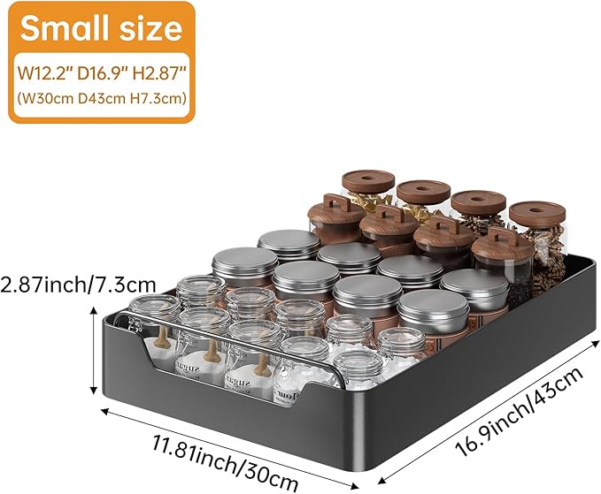 Pull out Cabinet Organizer,Nano adhesive fixing without harming cabinets,Slide out drawer storage rack for plates and spice bottles in kitchen and living room,12.2" W *16.9" D* 2.75" H