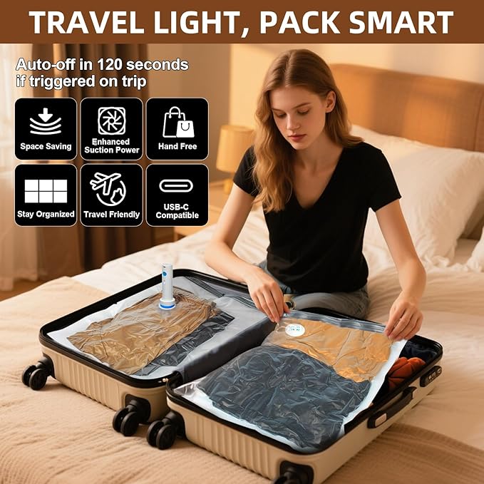 12 Pack Vacuum Storage Bags,Space Saver Bags for Clothing,Comforters,and Bedding,Includes 2 Jumbo, 2 Large, 2 Medium, 2 Small/4 Roll Bags,Compression for Closet & Travel, With Electric Pump