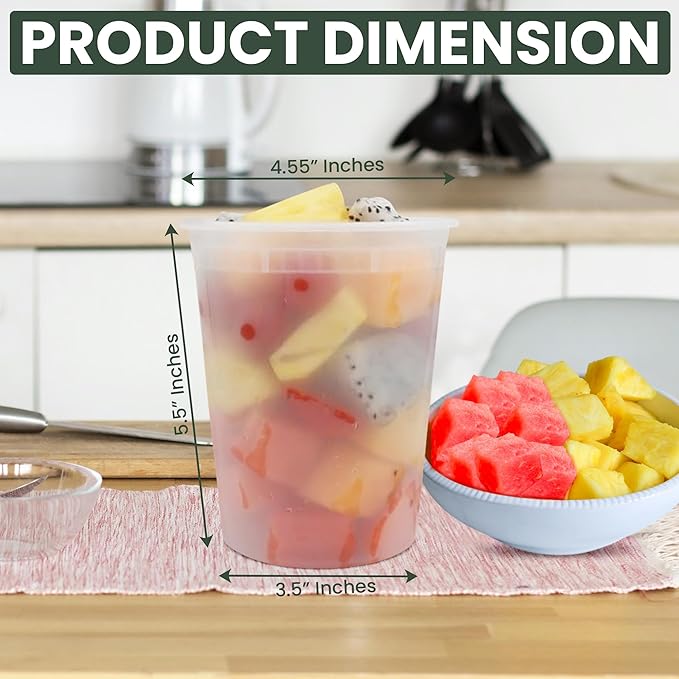 Plastic Soup Food Container with Lids, 32 oz, 12 Pack, Clear