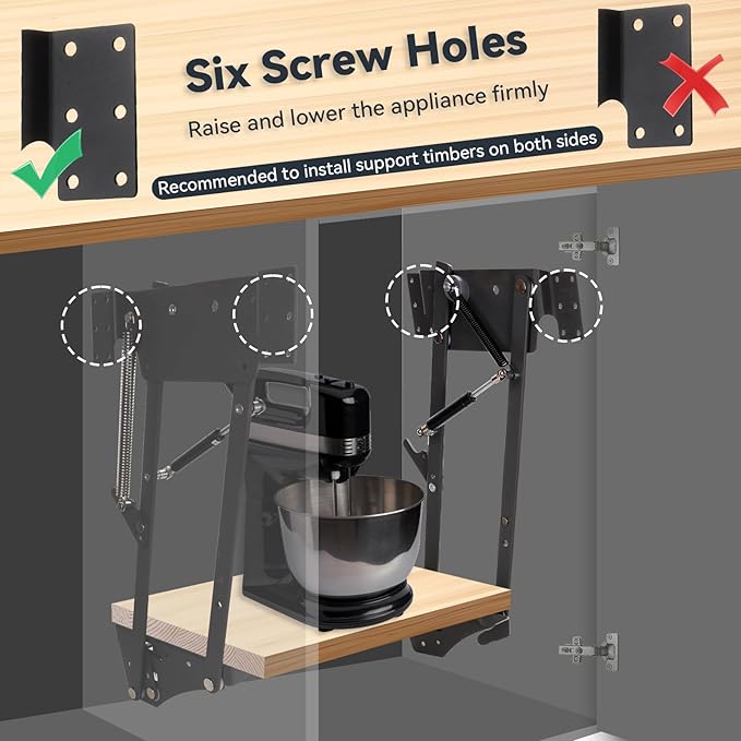 Appliances & Mixer Lift for Cabinet, Mixer Lift With Locking Mechanism, Bearing Capacity up to 45 Lbs, Mixer Shelf Lift with Soft Closing Function for Small Kitchen Appliances,Such as Mixer