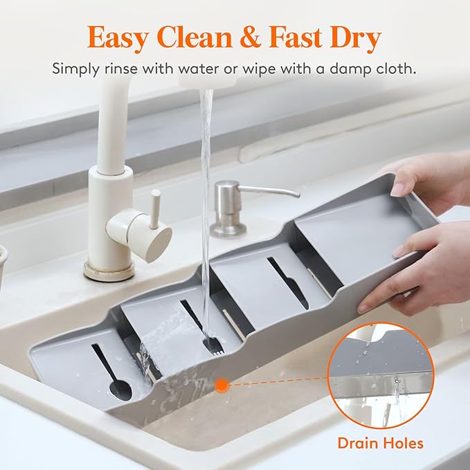 Lifewit Compact Flatware Drawer Organizer, Narrow Silverware Tray for Kitchen Drawers, Plastic Cutlery Holder for Spoons, Forks and Knives, Utensils Storage Organization, 2 Pack, Gray