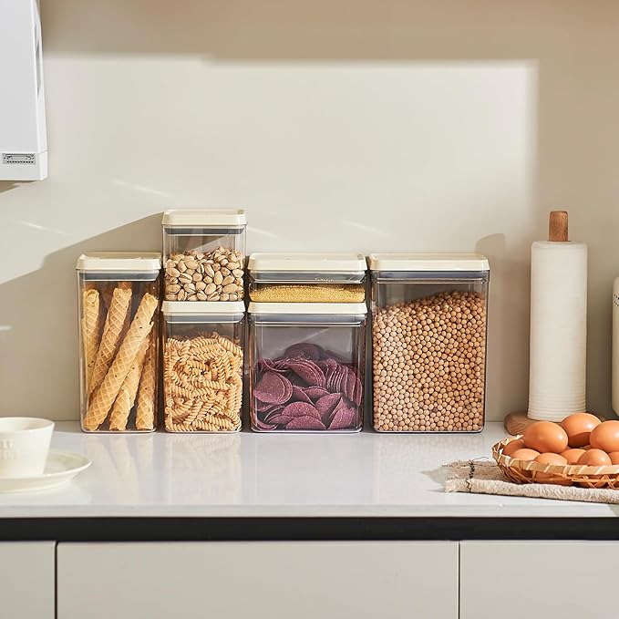 Airtight Food Storage Containers with Pop Top Lids, 3 Pcs BPA Free Plastic Dry Food Canisters for Kitchen Pantry Organization Cereal Flour and Sugar, 2qt+0.9qt*2