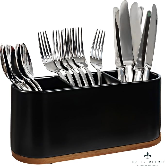 DAILY RITMO® Black Countertop Silverware Holder