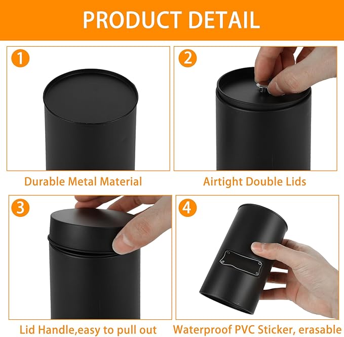 12 Pcs 16 oz Tea Tins for Loose Tea, Tea Canister with Lid Double Sealed, Metal Tin Container for Loose Leaf Tea Storage, Coffee, Sugar