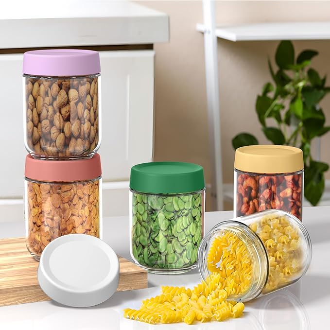 16 oz Overnight Oats Containers with Lids, Wide Mouth Glass Mason Jars with Airtight Lids for Meal Prep, Yogurt, Pudding & Snacks– Leak-Proof, Reusable Glass Food Storage, Set of 4