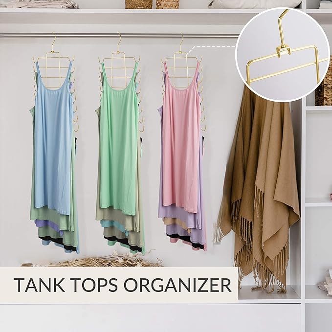 ZEDODIER 4 Pack Space Saving Bra Hangers, Non-Slip Tank Top Hanger, Closet Organizers and Storage for Camisoles Tank Tops Bras Ties Swimsuits Strappy Dress, Gold