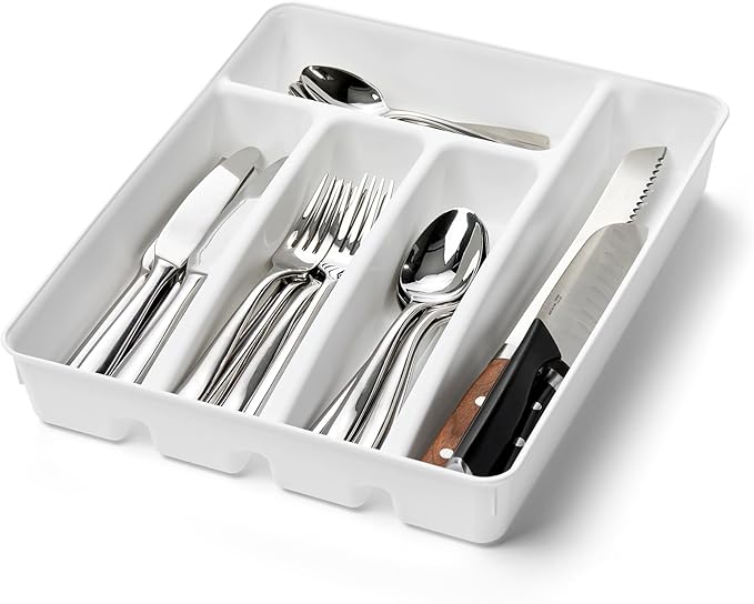 madesmart Small 5 Compartment Silverware Tray OPP-White Organizer