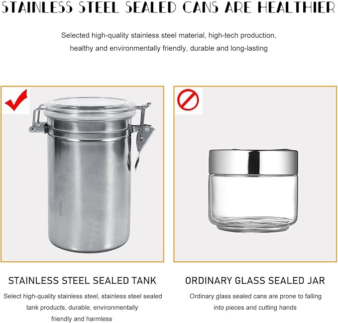 Coffee Canister, 4 Sizes Stainless Steel Kitchen Food Storage Container Bottle Sugar Tea Coffee Beans Canister (plus size)