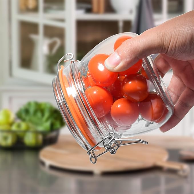 16 oz Wide Mouth Glass Jars with Airtight Lids,6 Pack Pickle Jar Clear Canister for Canning,Preserving,Fermenting,Pickling