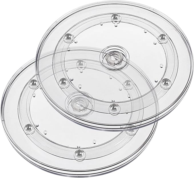Jersvims 2Pcs 6 Inch Acrylic Turntable Platter, Transparent Turntable Organizer Round Rotating Plate for Kitchen Pantry Cabinet Desk Rack Spice Cake Cookie Decorating